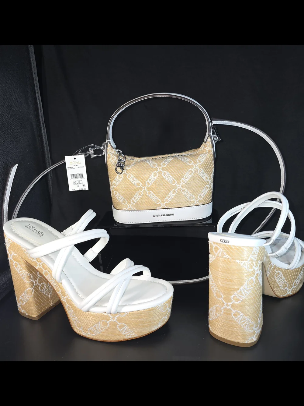Michael Kors 'Corrine' White Strappy Signature Platform Sandals